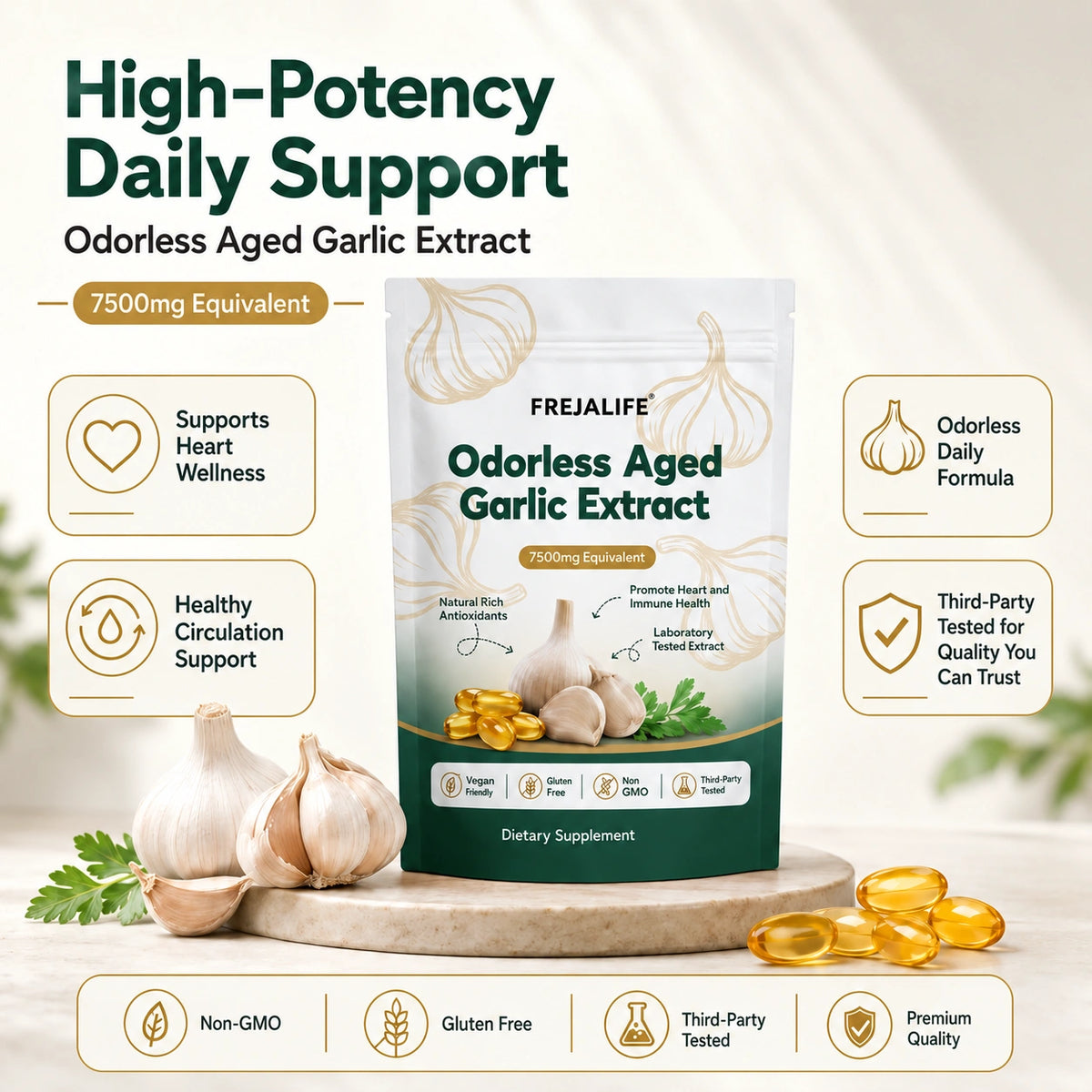 Aged Garlic Extract - 7500mg Odorless Softgels
