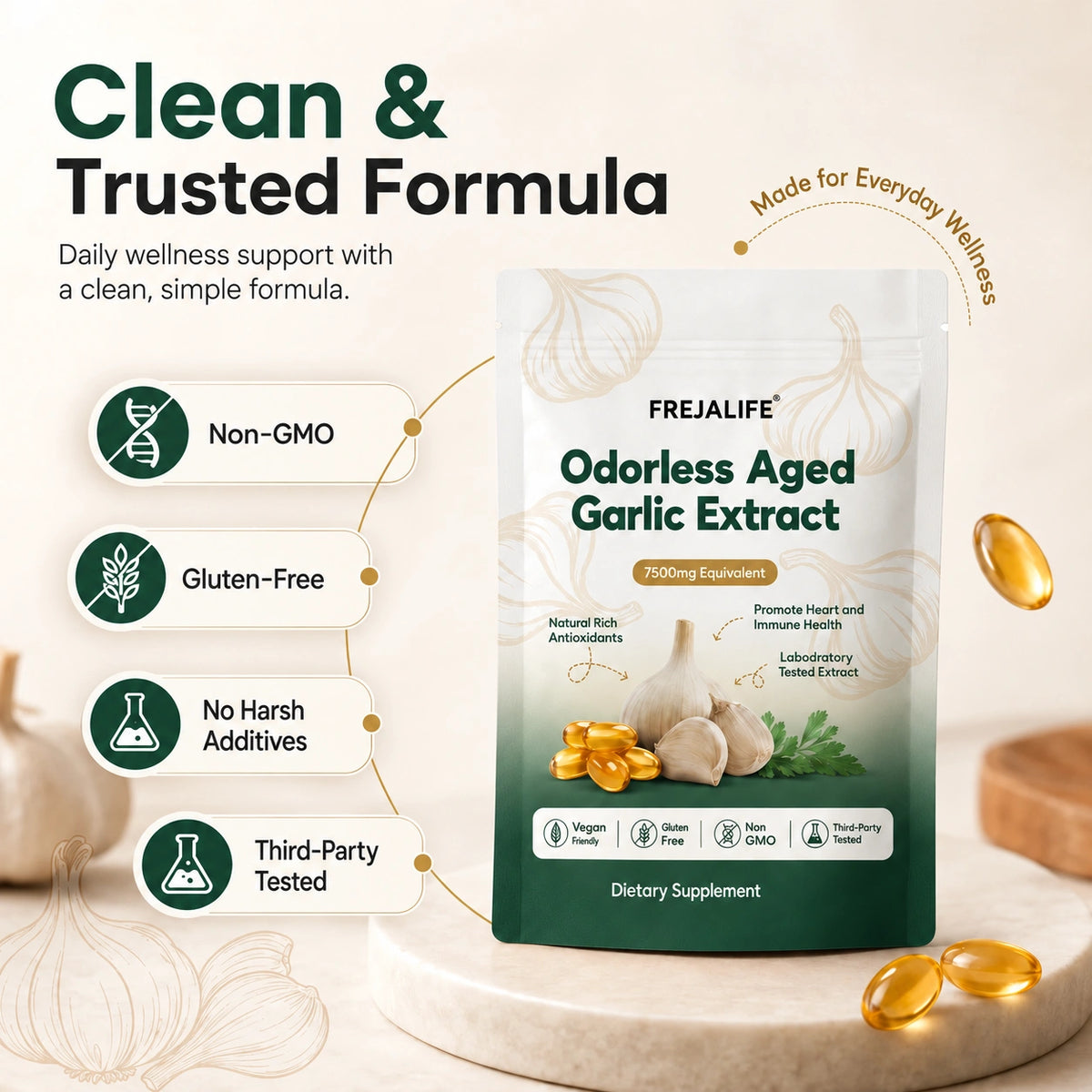 Aged Garlic Extract - 7500mg Odorless Softgels