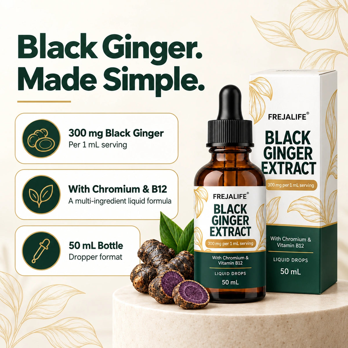 Black Ginger Extract - 300mg with Chromium & Vitamin B12