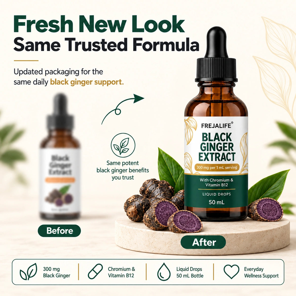 Black Ginger Extract - 300mg with Chromium & Vitamin B12