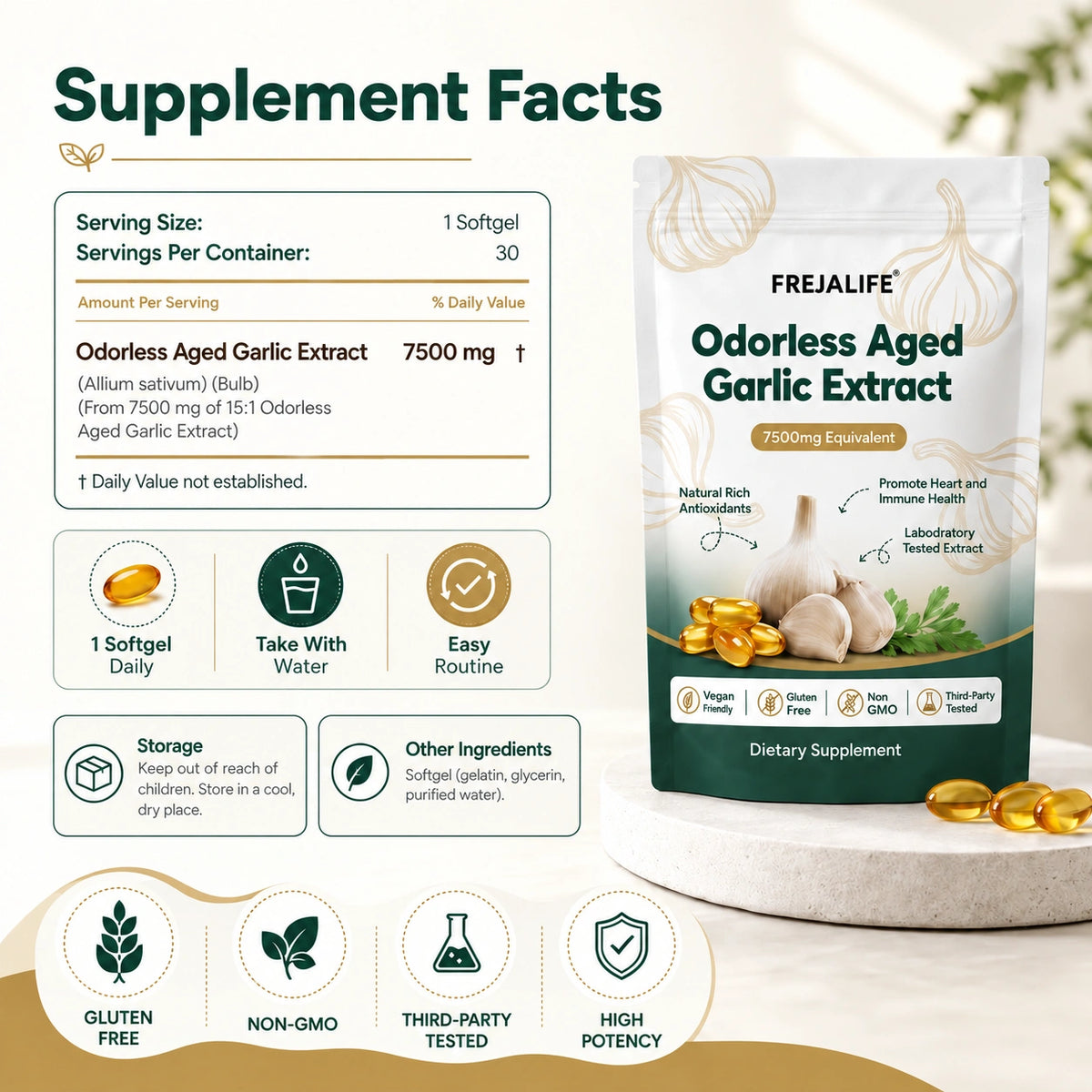 Aged Garlic Extract - 7500mg Odorless Softgels