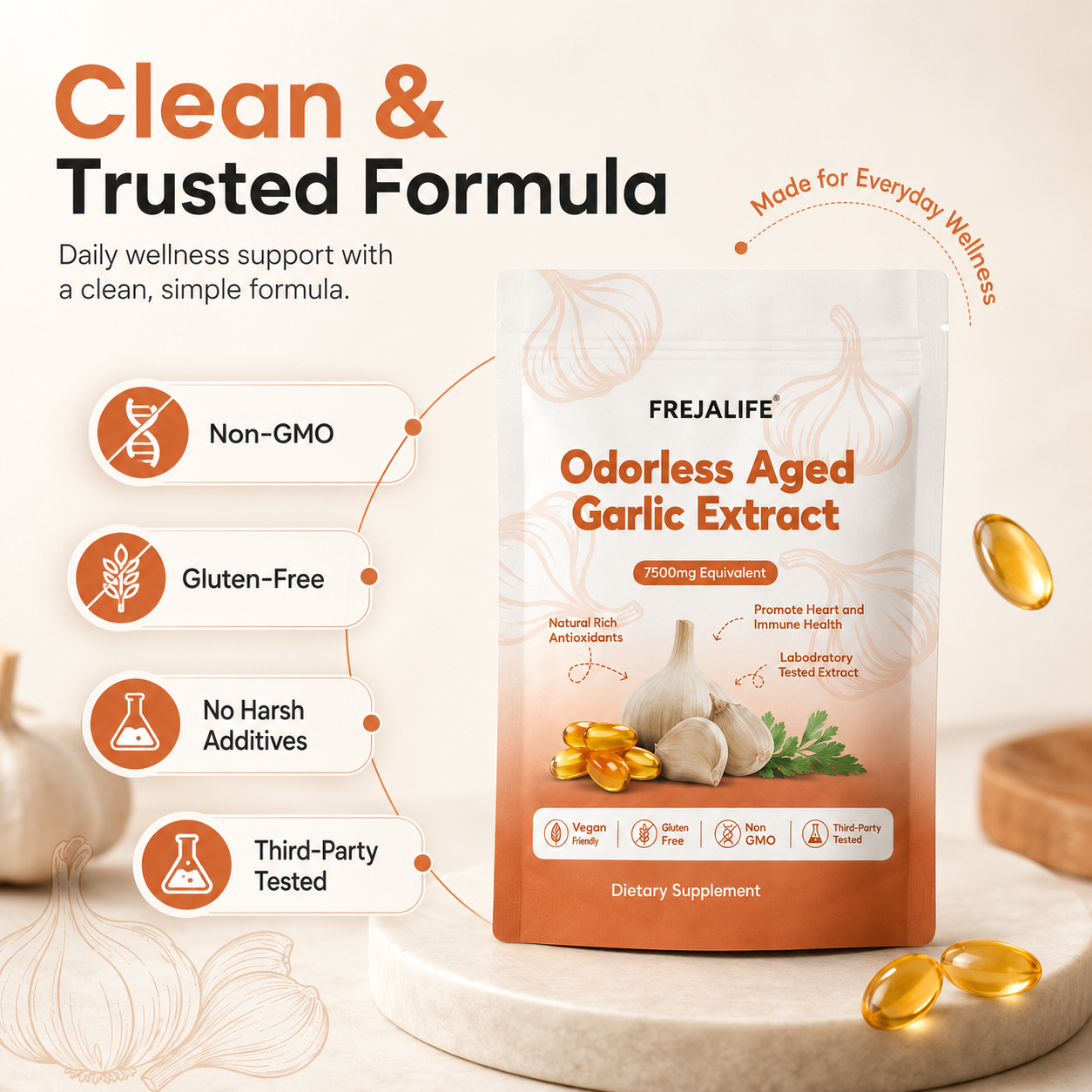 Aged Garlic Extract - 7500mg Odorless Softgels